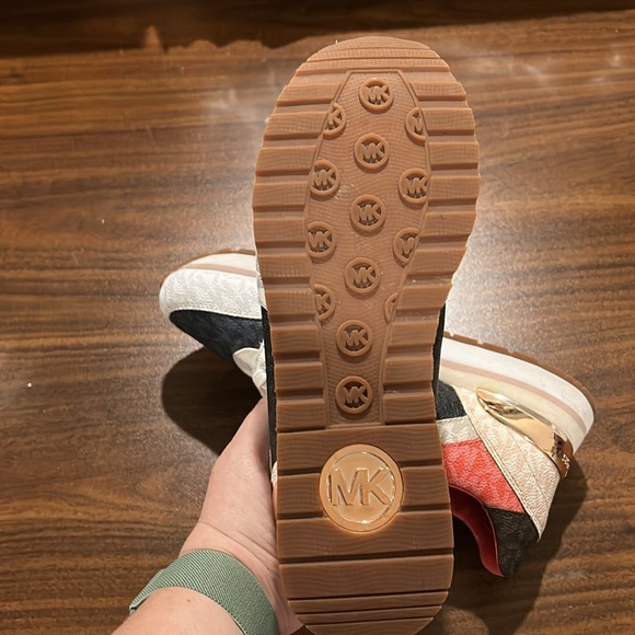 Michael Kors Billie Metallic Platform Trainer Coral and Blue Sneakers - Picture 8 of 12